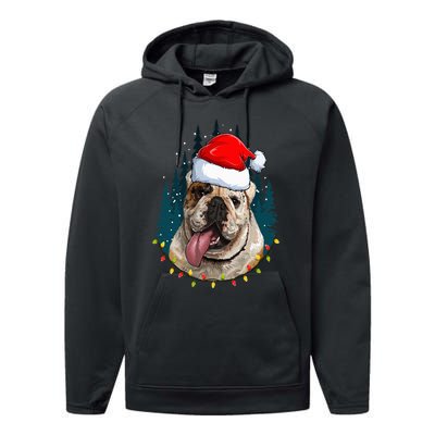 Bulldog Wearing Santa Hat Xmas Bulldog Lover Christmas Performance Fleece Hoodie