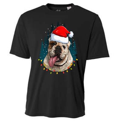 Bulldog Wearing Santa Hat Xmas Bulldog Lover Christmas Cooling Performance Crew T-Shirt