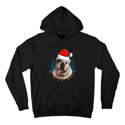 Bulldog Wearing Santa Hat Xmas Bulldog Lover Christmas Hoodie