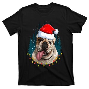 Bulldog Wearing Santa Hat Xmas Bulldog Lover Christmas T-Shirt