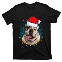 Bulldog Wearing Santa Hat Xmas Bulldog Lover Christmas T-Shirt