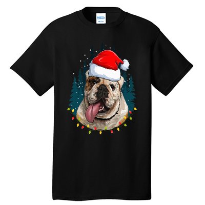 Bulldog Wearing Santa Hat Xmas Bulldog Lover Christmas Tall T-Shirt