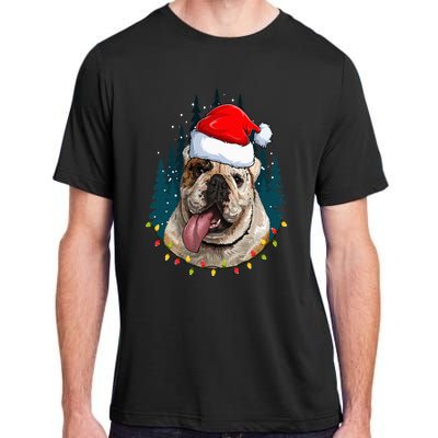 Bulldog Wearing Santa Hat Xmas Bulldog Lover Christmas Adult ChromaSoft Performance T-Shirt