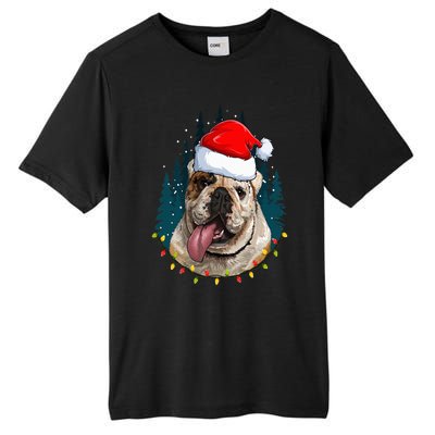 Bulldog Wearing Santa Hat Xmas Bulldog Lover Christmas Tall Fusion ChromaSoft Performance T-Shirt