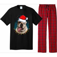 Bulldog Wearing Santa Hat Xmas Bulldog Lover Christmas Pajama Set