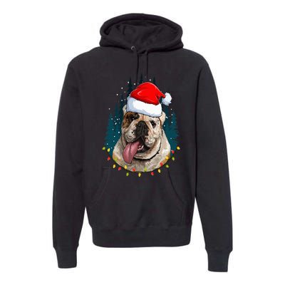 Bulldog Wearing Santa Hat Xmas Bulldog Lover Christmas Premium Hoodie