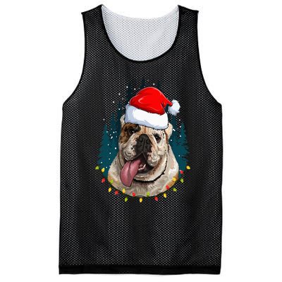 Bulldog Wearing Santa Hat Xmas Bulldog Lover Christmas Mesh Reversible Basketball Jersey Tank