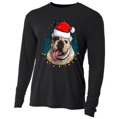 Bulldog Wearing Santa Hat Xmas Bulldog Lover Christmas Cooling Performance Long Sleeve Crew