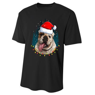 Bulldog Wearing Santa Hat Xmas Bulldog Lover Christmas Performance Sprint T-Shirt