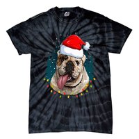 Bulldog Wearing Santa Hat Xmas Bulldog Lover Christmas Tie-Dye T-Shirt