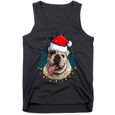 Bulldog Wearing Santa Hat Xmas Bulldog Lover Christmas Tank Top