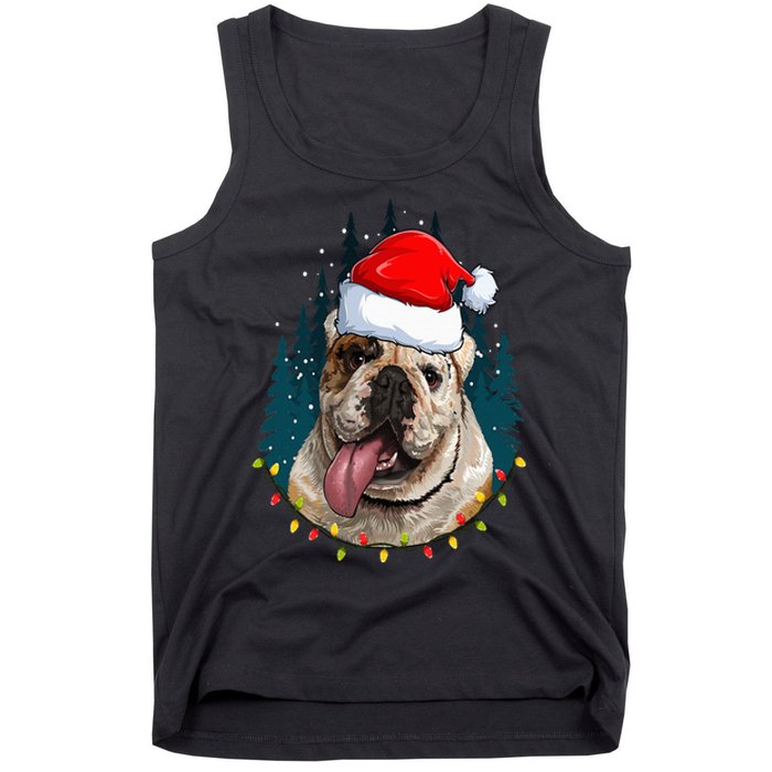 Bulldog Wearing Santa Hat Xmas Bulldog Lover Christmas Tank Top