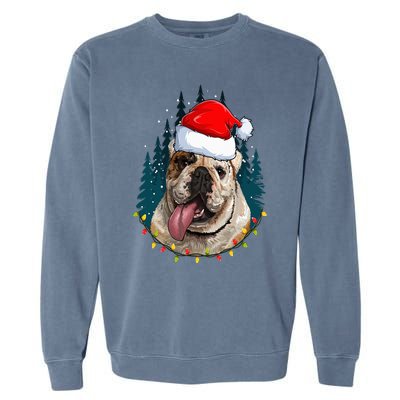 Bulldog Wearing Santa Hat Xmas Bulldog Lover Christmas Garment-Dyed Sweatshirt