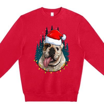 Bulldog Wearing Santa Hat Xmas Bulldog Lover Christmas Premium Crewneck Sweatshirt