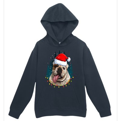 Bulldog Wearing Santa Hat Xmas Bulldog Lover Christmas Urban Pullover Hoodie