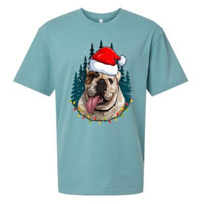 Bulldog Wearing Santa Hat Xmas Bulldog Lover Christmas Sueded Cloud Jersey T-Shirt