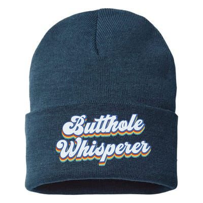 Butthole Whisperer Sarcastic Jokes Retro Funny Sarcastic Sustainable Knit Beanie