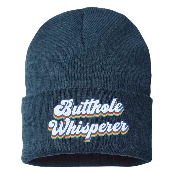 Butthole Whisperer Sarcastic Jokes Retro Funny Sarcastic Sustainable Knit Beanie