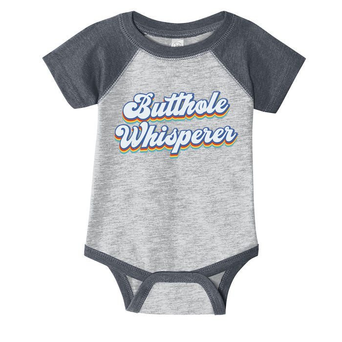 Butthole Whisperer Sarcastic Jokes Retro Funny Sarcastic Infant Baby Jersey Bodysuit