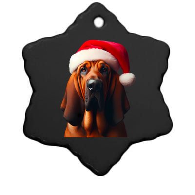 Bloodhound With Santa Hat Christmas Dog Owner Mom Dad Gift Ceramic Star Ornament