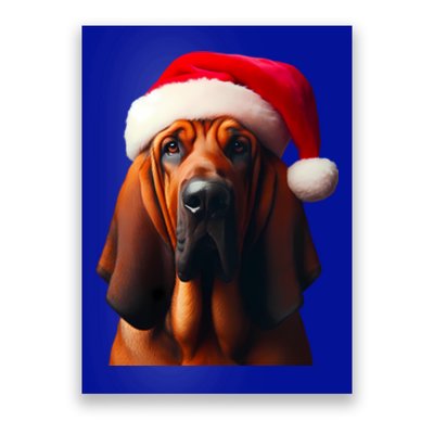 Bloodhound With Santa Hat Christmas Dog Owner Mom Dad Gift Poster