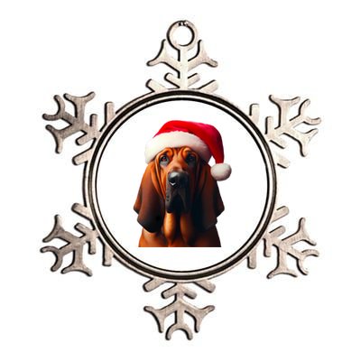 Bloodhound With Santa Hat Christmas Dog Owner Mom Dad Gift Metallic Star Ornament