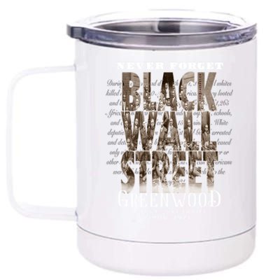 Black Wall Street Tonal Vintage Tulsa Oklahoma Black History Gift 12 oz Stainless Steel Tumbler Cup