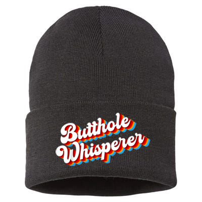 Butthole Whisperer Sarcastic Jokes Retro Funny Sustainable Knit Beanie