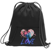 Beautiful Woman Send Love Form Heart To Family Boyfriend Sweatshirt Cinch Pack Bag