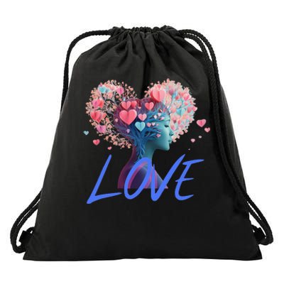 Beautiful Woman Send Love Form Heart To Family Boyfriend Drawstring Bag