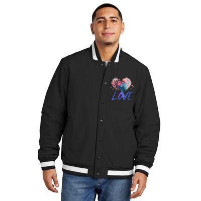 Beautiful Woman Send Love Form Heart To Family Boyfriend Insulated Varsity Jacket