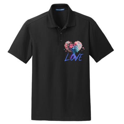 Beautiful Woman Send Love Form Heart To Family Boyfriend Dry Zone Grid Polo