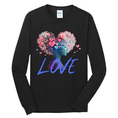 Beautiful Woman Send Love Form Heart To Family Boyfriend Tall Long Sleeve T-Shirt