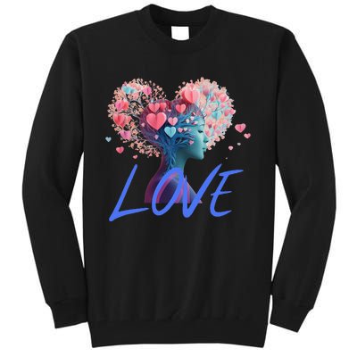 Beautiful Woman Send Love Form Heart To Family Boyfriend Tall Sweatshirt