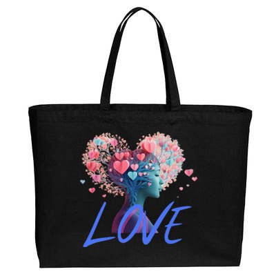 Beautiful Woman Send Love Form Heart To Family Boyfriend Cotton Canvas Jumbo Tote