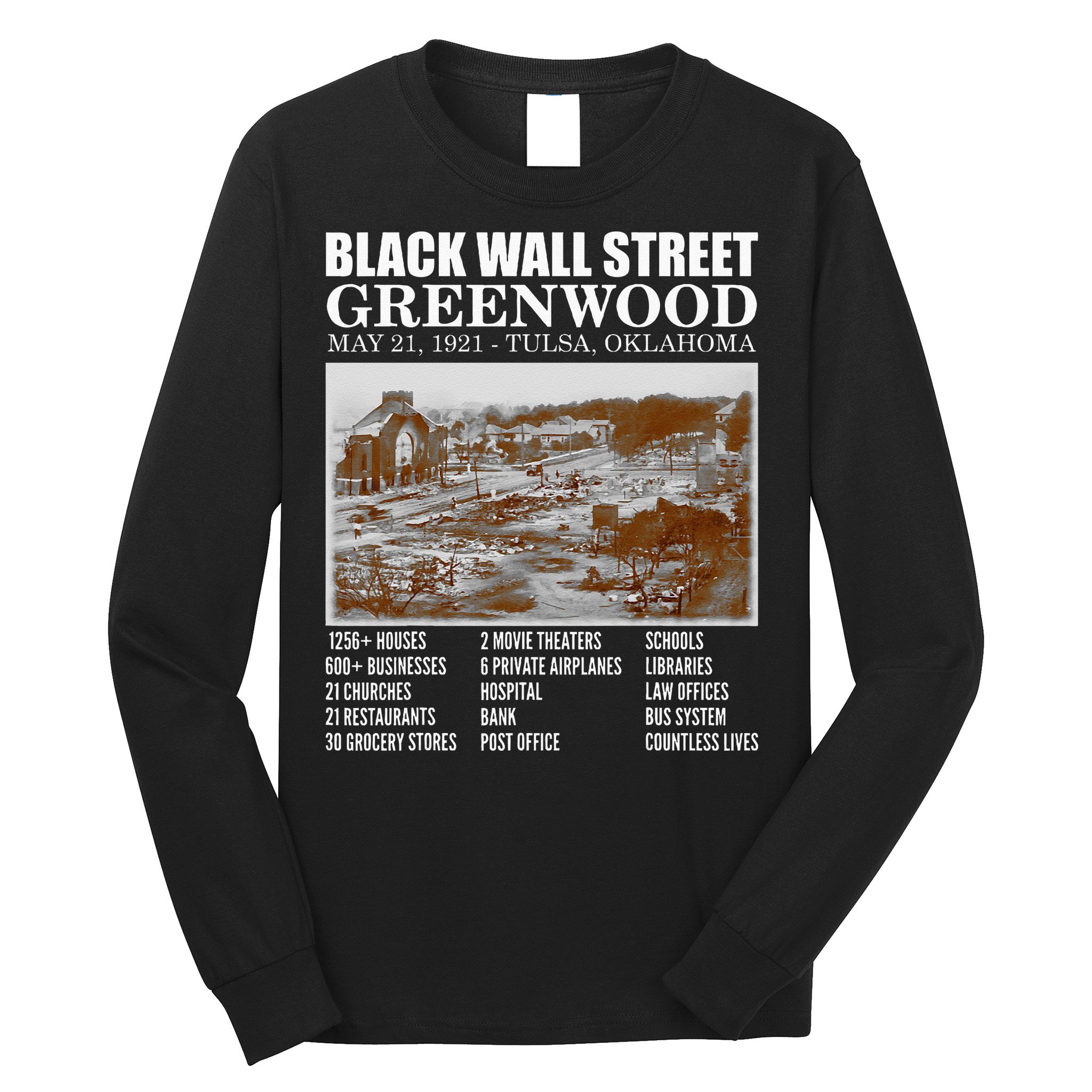 Black Wall Street Vintage History Before And After Photos Long Sleeve Shirt