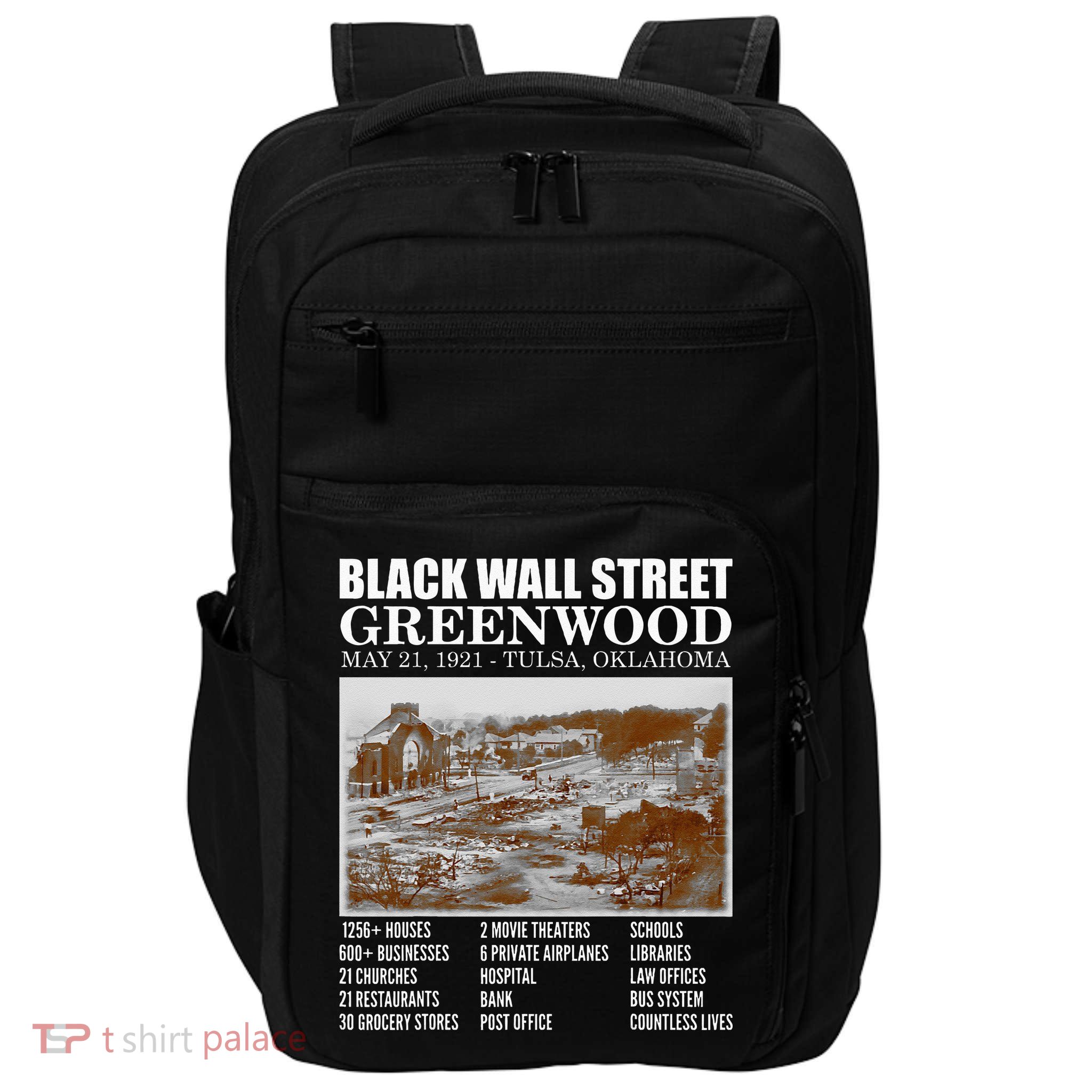 Black Wall Street Vintage History Before And After Photos Impact Tech Backpack