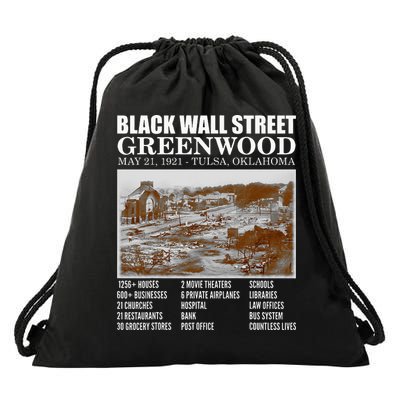 Black Wall Street Vintage History Before And After Photos Drawstring Bag