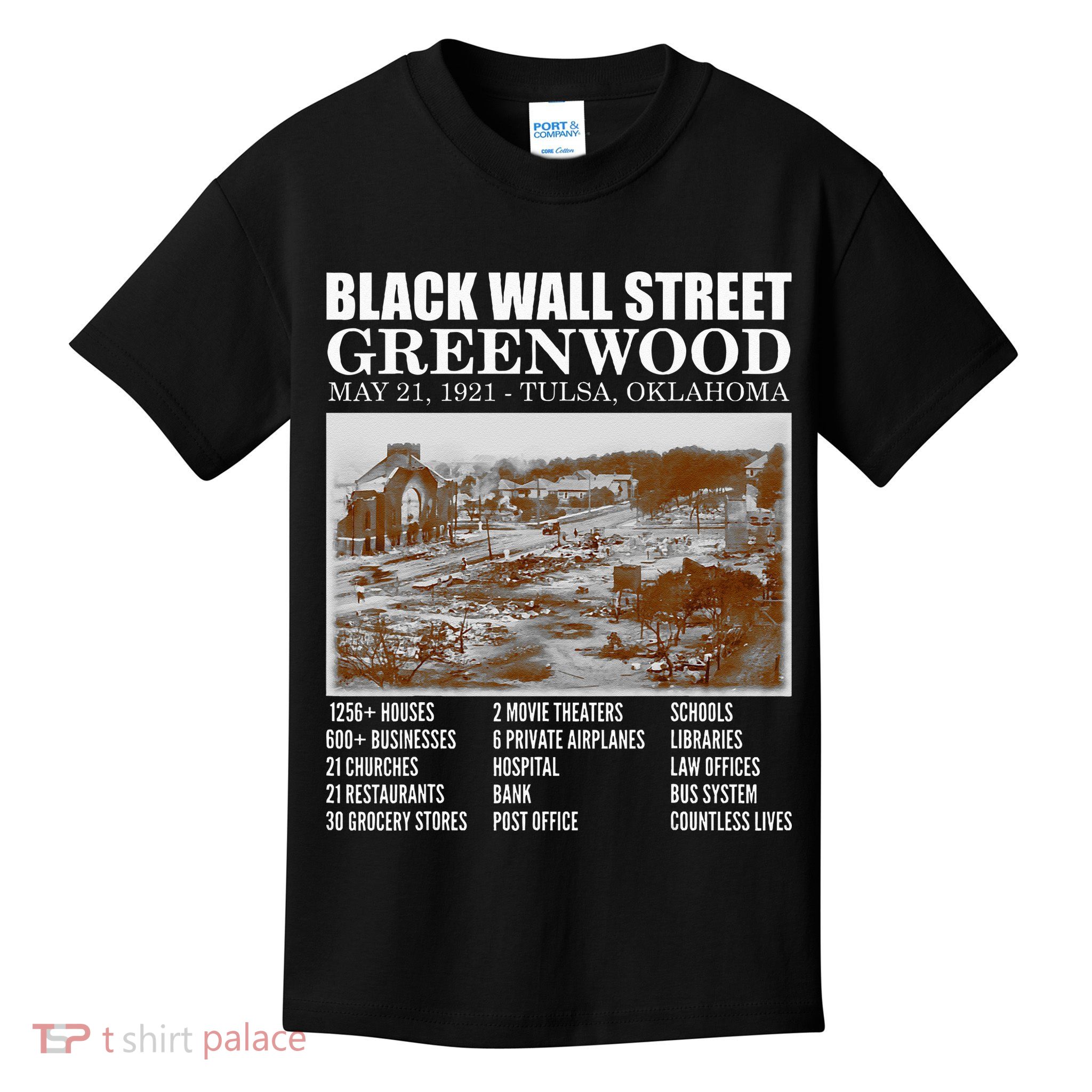 Black Wall Street Vintage History Before And After Photos Kids T-Shirt