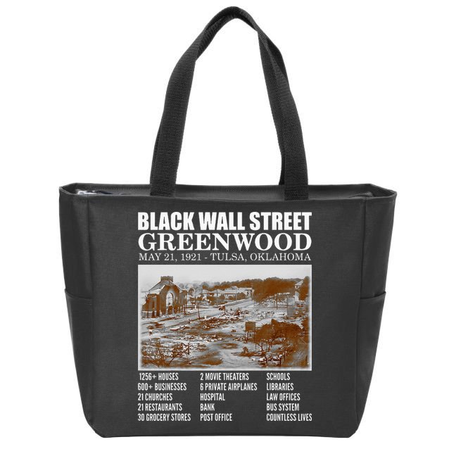 Black Wall Street Vintage History Before And After Photos Zip Tote Bag