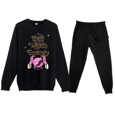 Bad Witch Spooky Halloween Adult Graphic Energy Cool Gift Premium Crewneck Sweatsuit Set