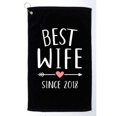 Best Wife Since 2018 4th Wedding Anniversary Gift Platinum Collection Golf Towel