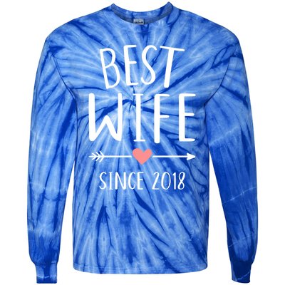 Best Wife Since 2018 4th Wedding Anniversary Gift Tie-Dye Long Sleeve Shirt