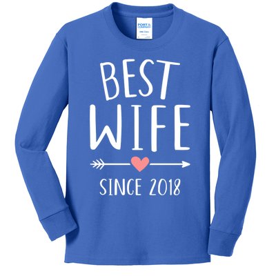 Best Wife Since 2018 4th Wedding Anniversary Gift Kids Long Sleeve Shirt