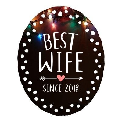 Best Wife Since 2018 4th Wedding Anniversary Gift Ceramic Oval Ornament