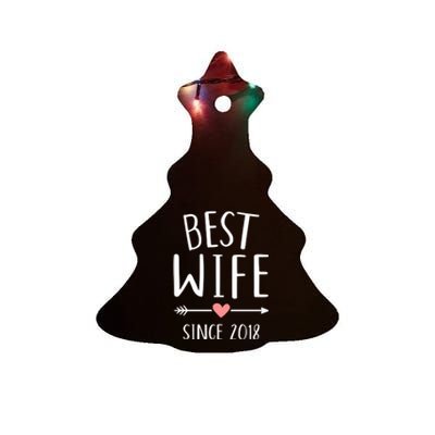 Best Wife Since 2018 4th Wedding Anniversary Gift Ceramic Tree Ornament