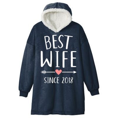 Best Wife Since 2018 4th Wedding Anniversary Gift Hooded Wearable Blanket