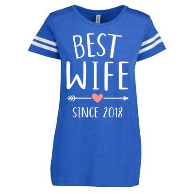 Best Wife Since 2018 4th Wedding Anniversary Gift Enza Ladies Jersey Football T-Shirt