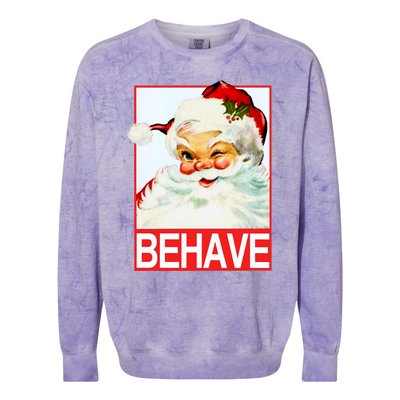 Behave Winking Santa Claus Gift Colorblast Crewneck Sweatshirt