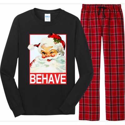 Behave Winking Santa Claus Gift Long Sleeve Pajama Set